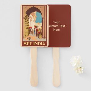 Benutzerdefinierter Text "See India" Vintage Trave Fächer