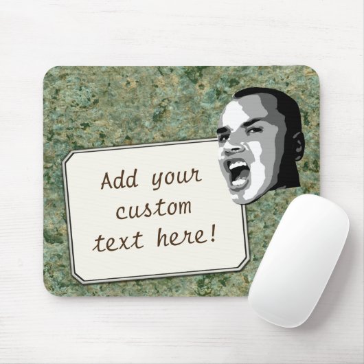 Benutzerdefinierter Text-Shout auf grüner Rock Tex Mousepad (Mit Mouse)