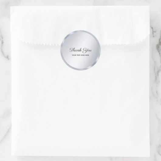 Benutzerdefinierter Text Silber-Look-Vorlage Elega Runder Aufkleber (Tasche)