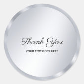 Benutzerdefinierter Text Silber-Look-Vorlage Elega Runder Aufkleber (Vorderseite)