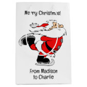 Benutzerdefinierter Text Skaten Santa Mittlere Geschenktüte (Vorderseite)