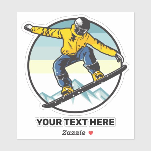 Benutzerdefinierter Text-SNOWBOARDER Aufkleber (Blatt)