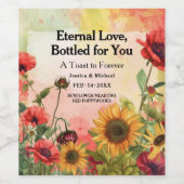 🌻 Benutzerdefinierter Text Sonnen Petals & Scarle Weinetikett (Einzelnes Label)