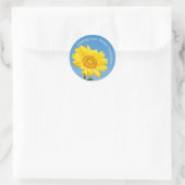 Benutzerdefinierter Text Sonnenblume Runder Aufkleber (Tasche)