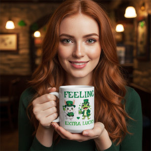 Benutzerdefinierter Text St. Patrick's Day Frosch Kaffeetasse