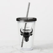 Benutzerdefinierter Text Stilisierte Bull-Tumbler Acryltrinkbecher (Rückseite)