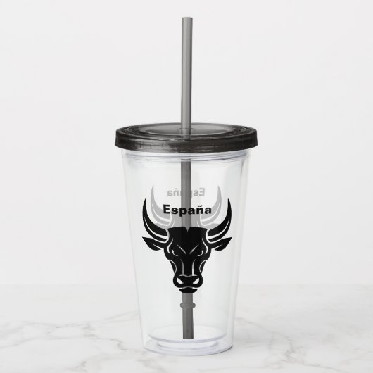Benutzerdefinierter Text Stilisierte Bull-Tumbler Acryltrinkbecher (Vorderseite)