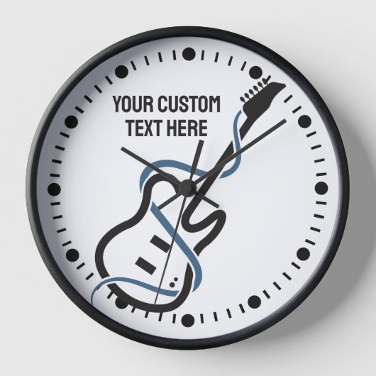 Benutzerdefinierter Text Stilisierte Gitarre Uhr (Vorderseite)