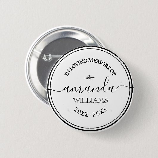 Benutzerdefinierter Text Stilvolle White Funeral G Button (Vorne & Hinten)