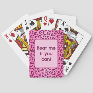 Benutzerdefinierter Text Stylischer Rosa Leoparden Spielkarten