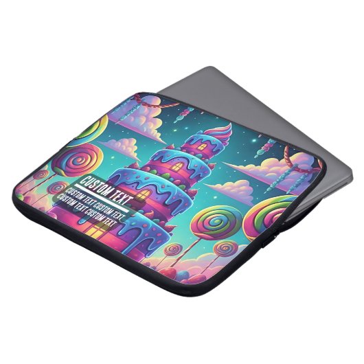 Benutzerdefinierter Text Surreal Candy Landschaft Laptopschutzhülle (Vorne Oben)