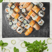 Benutzerdefinierter Text Sushi Platter Geschirrtuch (Gefaltet)