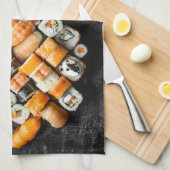Benutzerdefinierter Text Sushi Platter Geschirrtuch (Viertel Falte)
