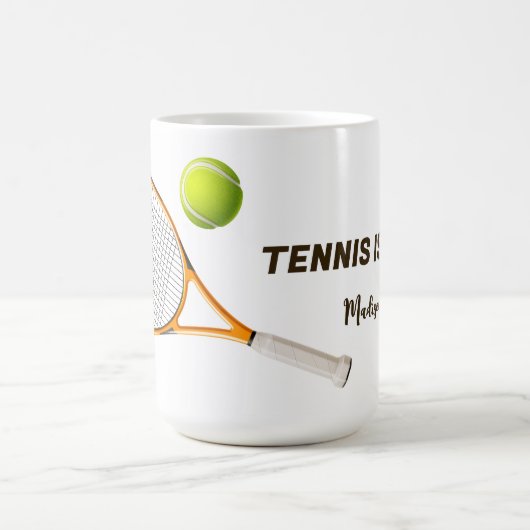 Benutzerdefinierter Text-Tennis Kaffeetasse (Mittel)