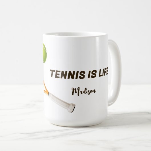 Benutzerdefinierter Text-Tennis Kaffeetasse (VorderseiteRechts)