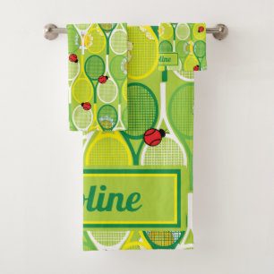 Benutzerdefinierter Text - Tennisschläger mit Lad Badhandtuch Set