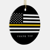 Benutzerdefinierter Text Thin Gold Line Patriotisc Keramik Ornament (Rechts)