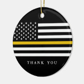 Benutzerdefinierter Text Thin Gold Line Patriotisc Keramik Ornament (Links)