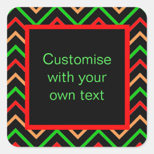 Benutzerdefinierter Text Trendy Chevron Schwarz Quadratischer Aufkleber