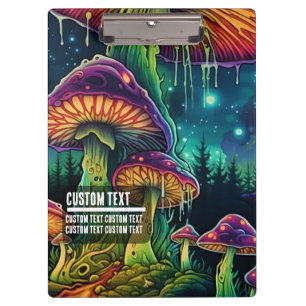 Benutzerdefinierter Text Trippy Pilzwald Fantasy-K Klemmbrett