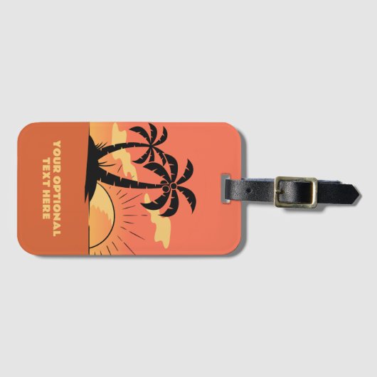 Benutzerdefinierter Text Tropeninsel Sonnenset Gepäckanhänger (Vorderseite (Horizontal))