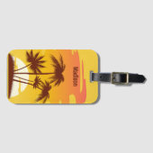 Benutzerdefinierter Text Tropeninsel Sonnenset Gepäckanhänger (Vorderseite (Horizontal))