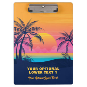 Benutzerdefinierter Text Tropeninsel Sonnenset Klemmbrett