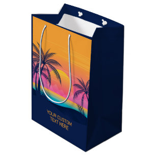 Benutzerdefinierter Text Tropeninsel Sonnenset Mittlere Geschenktüte
