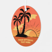 Benutzerdefinierter Text Tropeninsel Sonnenset Ornament Aus Metall (Vorderseite links)