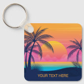 Benutzerdefinierter Text Tropeninsel Sonnenset Schlüsselanhänger (Vorderseite)