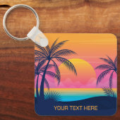 Benutzerdefinierter Text Tropeninsel Sonnenset Schlüsselanhänger (Vorderseite)