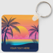Benutzerdefinierter Text Tropeninsel Sonnenset Schlüsselanhänger (Rückseite)