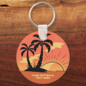 Benutzerdefinierter Text Tropeninsel Sonnenset Schlüsselanhänger (Rückseite)