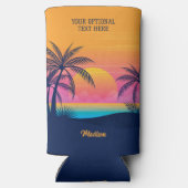 Benutzerdefinierter Text Tropeninsel Sonnenset Selters Dosenkühler (Rückseite)