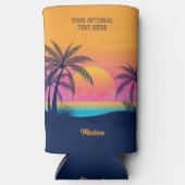 Benutzerdefinierter Text Tropeninsel Sonnenset Selters Dosenkühler (Vorderseite)