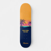 Benutzerdefinierter Text Tropeninsel Sonnenset Skateboard (Vorne)