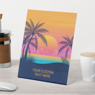 Benutzerdefinierter Text Tropeninsel Sonnenset Sockelschild