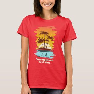 Benutzerdefinierter Text Tropeninsel Sonnenset T-Shirt
