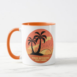 Benutzerdefinierter Text Tropeninsel Sonnenset Tasse