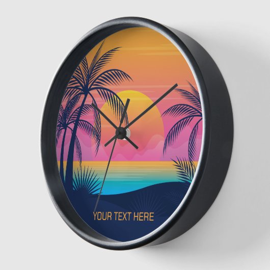Benutzerdefinierter Text Tropeninsel Sonnenset Uhr (Winkel)