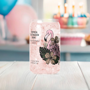 Benutzerdefinierter Text tropischer Flamingo Dosenglas