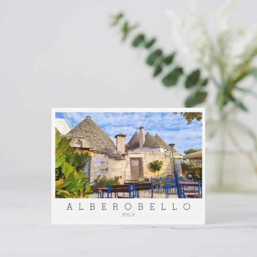 Benutzerdefinierter Text, Trulli Häuser, Alberobel Postkarte (Stehend Vorderseite)