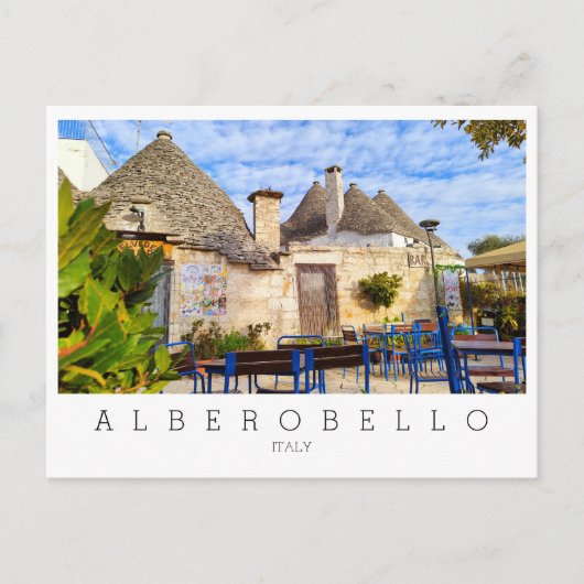 Benutzerdefinierter Text, Trulli Häuser, Alberobel Postkarte (Vorderseite)