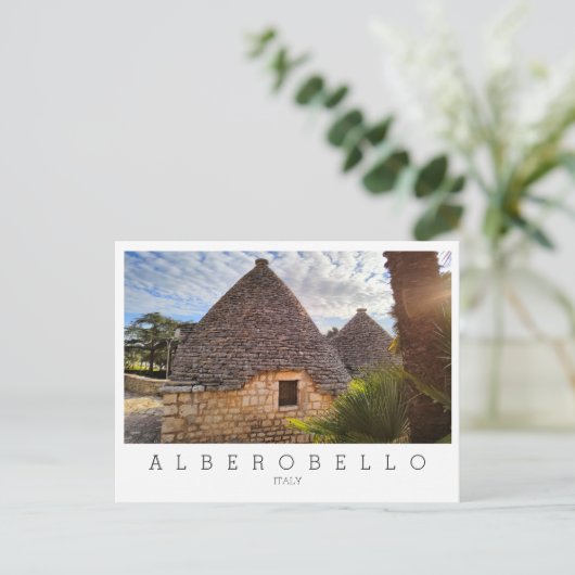 Benutzerdefinierter Text, Trulli-Wohnungen in Albe Postkarte (Stehend Vorderseite)