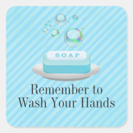 Benutzerdefinierter Text Türkis blaue Seife wasche Quadratischer Aufkleber