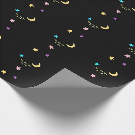 Benutzerdefinierter Text über Mond und Sternen Geschenkpapier (Ecke)