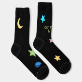 Benutzerdefinierter Text über Mond und Sternen Socken (Rechts)
