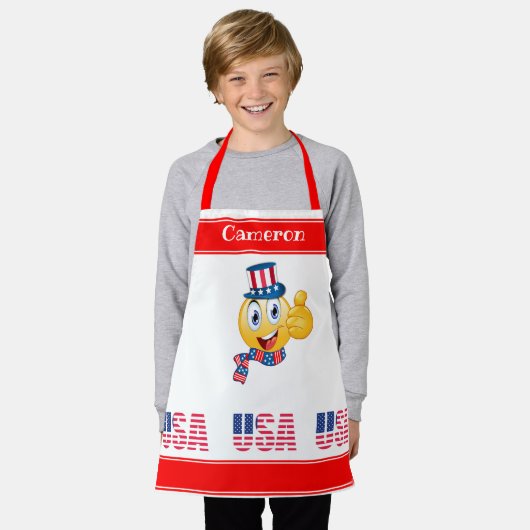 Benutzerdefinierter Text Uncle Sam Emoji mit Hut u Schürze (Getragen)