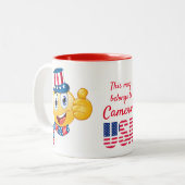 Benutzerdefinierter Text Uncle Sam Emoji mit Hut u Zweifarbige Tasse (Vorderseite Links)