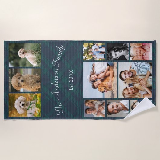 Benutzerdefinierter Text und BildCollage Strandtuch (Vorderseite)